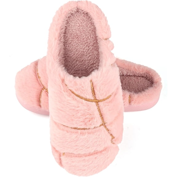 Concha Slippers for Women Men, House Pantuflas with Cozy Bread Design, Soft Plush Warm Home Shoes Featuring Memory Foam Insole for Ultimate Comfort.