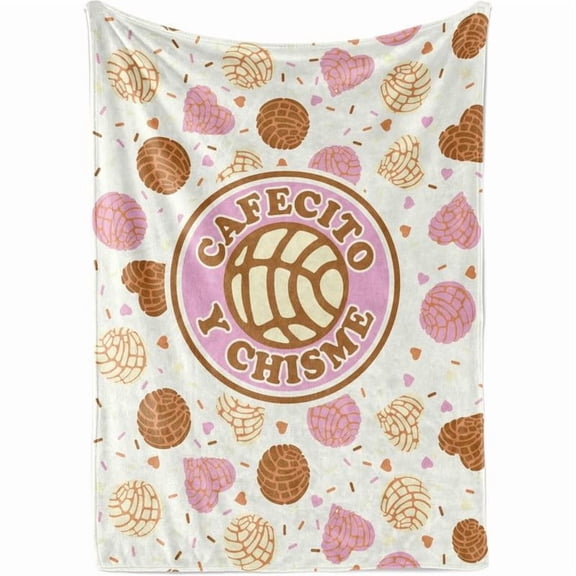 Concha Throw Blanket, Mexican Concha Gifts for Women and Concha Lovers, Tortilla Blanket, 50" x 60", Cafecito Y Chisme