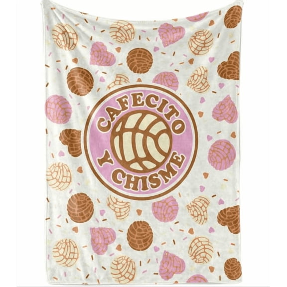 Concha Throw Blanket, Mexican Concha Gifts for Women and Concha Lovers, Tortilla Blanket, 50" x 65", Cafecito Y Chisme