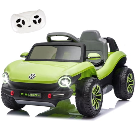Conchico 12V Kids Powered Ride-On Toy Car with 2.4G RC, Cute & Curvy Body, Trunk, LED Headlights, Bluetooth, USB, Music, For kids 3-5, Green