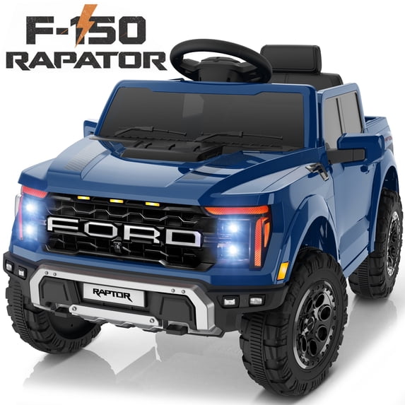 Conchico 12V Licensed Ford F150 Raptor Powered Ride-On Cars Toys with Remote & Durable Wheels for Kids, Blue