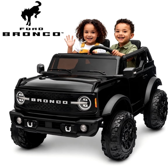 Conchico 24V Ford Bronco Raptor Licensed 2 Seater Powered Ride-On Toy Car w/ Remote, LED Lights & Bluetooth, 2-Wheel Suspension, Black
