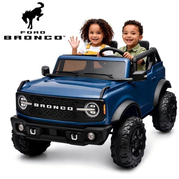 Conchico 24V Ford Bronco Raptor Licensed 2 Seater Powered Ride-On Toy Car w/ Remote, LED Lights & Bluetooth, 2-Wheel Suspension, Blue