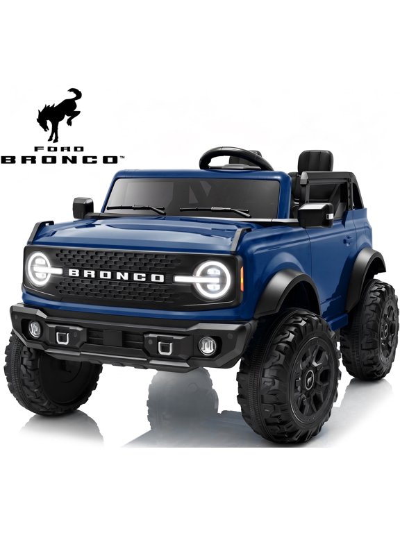 24V Licensed Ford Bronco 2 Seater Powered Ride on Car with Remote, LED Lights & Bluetooth, 4-Wheel Suspension, Blue