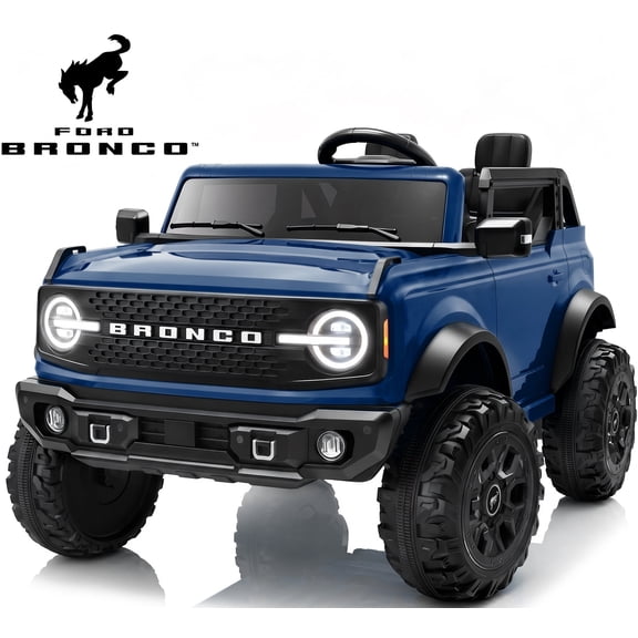 Conchico 24V Licensed Ford Bronco 2 Seater Powered Ride on Car with Remote, LED Lights & Bluetooth, 4-Wheel Suspension, Blue