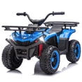thumbnail image 1 of Conchico 24V Ride on ATV cars, 4 Wheeler Ride on Toys with Front and Rear Storage Racks, Electric Ride on Vehicles for Kids Aged 3-5, LED Lights, Power Display, Crash Bars, Bluetooth, MP3, Blue, 1 of 7