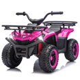 thumbnail image 1 of Conchico 24V Ride on ATV cars, 4 Wheeler Ride on Toys with Front and Rear Storage Racks, Electric Ride on Vehicles for Kids Aged 3-5, LED Lights, Power Display, Crash Bars, Bluetooth, MP3, Pink, 1 of 7