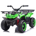 thumbnail image 1 of Conchico 24V Ride on ATV cars, 4 Wheeler Ride on Toys with Front and Rear Storage Racks, Electric Ride on Vehicles for Kids Aged 3-5, LED Lights, Power Display, Crash Bars, Bluetooth, MP3, Green, 1 of 7