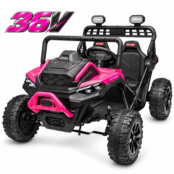 Conchico 36V Electric Ride on Car with 2 XL Seaters, 600W Motor Powered Ride on Toy for Big Kids w/ Spring Suspension, Bluetooth, LED Lights, Pink