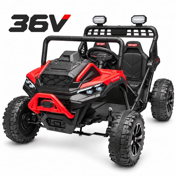 Conchico 36V Electric Ride on Car with 2 XL Seaters, 600W Motor Powered Ride on Toy for Big Kids w/ Spring Suspension, Bluetooth, LED Lights, Red