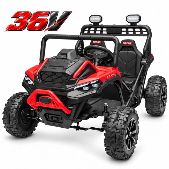 Conchico 36V Electric Ride on Car with 2 XL Seaters, 600W Motor Powered Ride on Toy for Big Kids w/ Spring Suspension, Bluetooth, LED Lights, Red