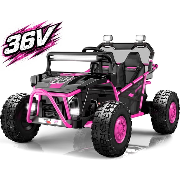 Conchico 36V Powered Ride on Toy for Big Kids, 2 Seater Electric Ride on Car with Rear Wheel Suspension, Bluetooth, Max Speed 8 mph, Aged 6+, Pink