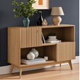 thumbnail image 1 of Concho 39.4'' Fluted Sideboard Buffet Cabinet, Modern Storage Console with Doors and Shelves, Accent Cabinet with Solid Wood Legs for Living Room, Entryway, or Hallway, 1 of 1