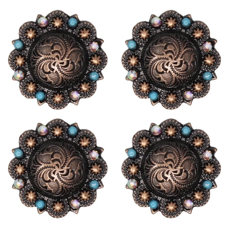 Concho 4 Conchos Rhinestone Horse Saddle Western Bridle Berry Turquoise Co96