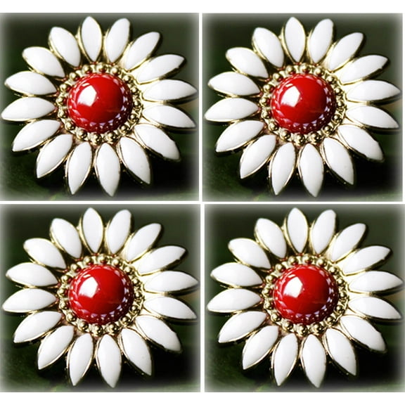 Concho 4 Conchos Rhinestone Horse Saddle Western Bridle Flower Screw Back Co380