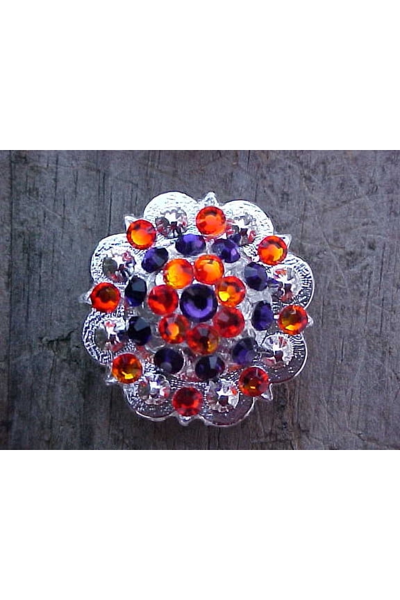 Concho 4 Conchos Rhinestone Horse Saddle Western Bridle Orange Crystal Co13