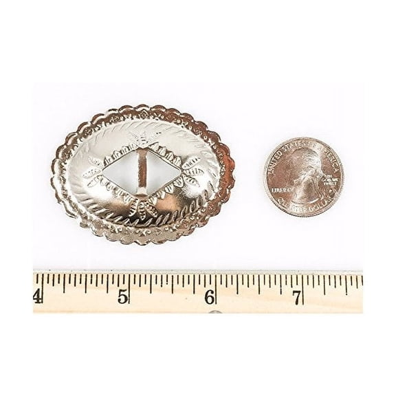 Conchos 2" x 1 1/2" Oval Classic Western Design Silver 12 Pieces #50771