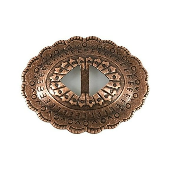 Conchos Mixed Finishes Western 1 1/4" Oval; Scalloped Style Slotted - Various Colors and Sizes (20 Pieces, Antique Copper)