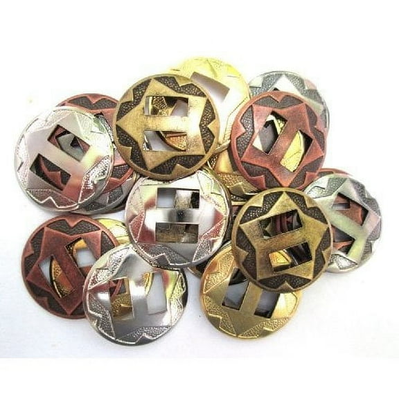 Conchos Mixed Finishes Western 1" Round Slotted; 25 Pieces