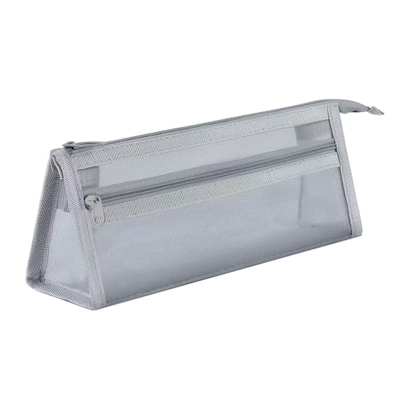 Concise And Transparent Mesh Pencil Case Double-Layer Portable Exam Pencil Case Japanese-Style Large-Capacity Student Stationery Pouch