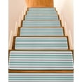 thumbnail image 1 of Concise Green Stair Treads Non Slip for Steps Gray White Stripe 4 Pcs Reusable Adhesive Stair Runner Mats for Dogs Elders Carpet Treads Rugs for Staircase 8x30 In, 1 of 7