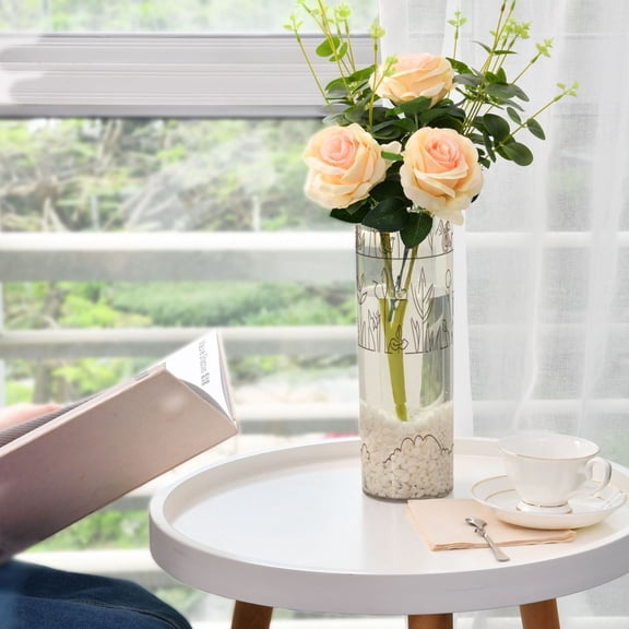 Concise Outdoor Illustration Plastic Vase 11.8'' x 3.9'' Transparent Non Breakable Decorative for Family
