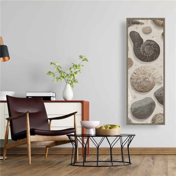 Concius Sales C1FC1648YX9YCD 16 x 48 in. Timeless Fossil Flow Framed Canvas - Elegant Home Decor