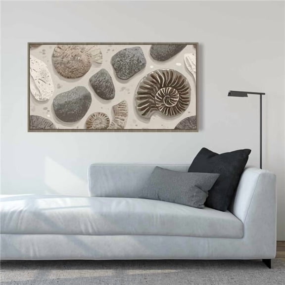 Concius Sales C1FC24486CEE9S 24 x 48 in. Timeless Fossil Flow Framed Canvas - Elegant Home Decor