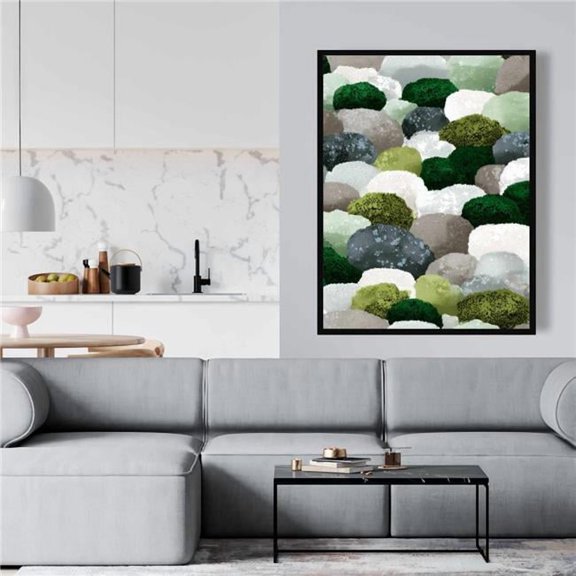 Concius Sales C1FC36480OXYBL 36 x 48 in. Mossy River Stones Framed Canvas - Natural Home Decor Art