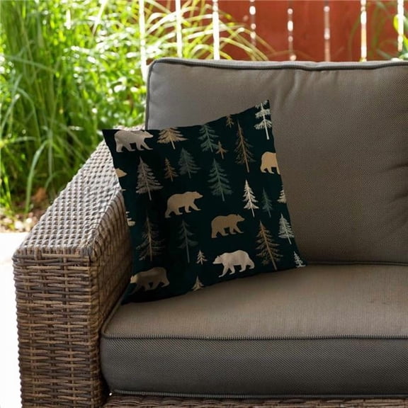 Concius Sales C1PO1818OBTAG1 18 x 18 in. Forest Bear Stroll Outdoor Throw Pillow - Home Decor Accent