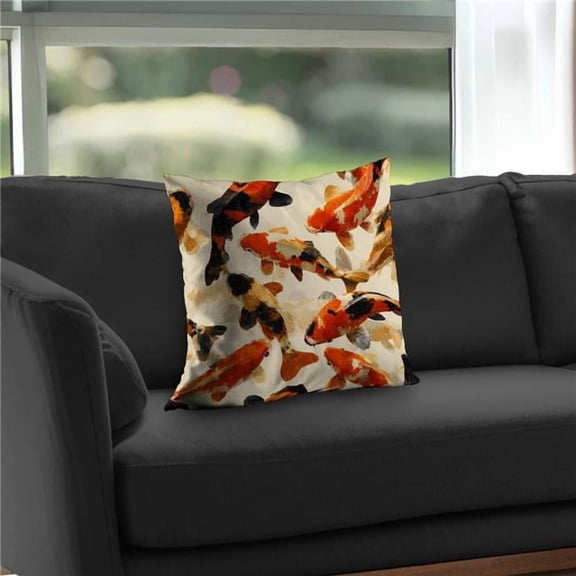 Concius Sales C1PT1818UBVTDW 18 x 18 in. Koi Dance Flow Poly Twill Throw Pillow - Home Decor Accent