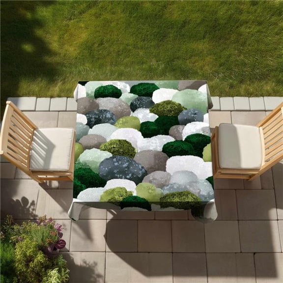 Concius Sales C1TC5858GB4GD9 58 x 58 in. Mossy River Stones Tablecloth - Indoor Outdoor Home Decor