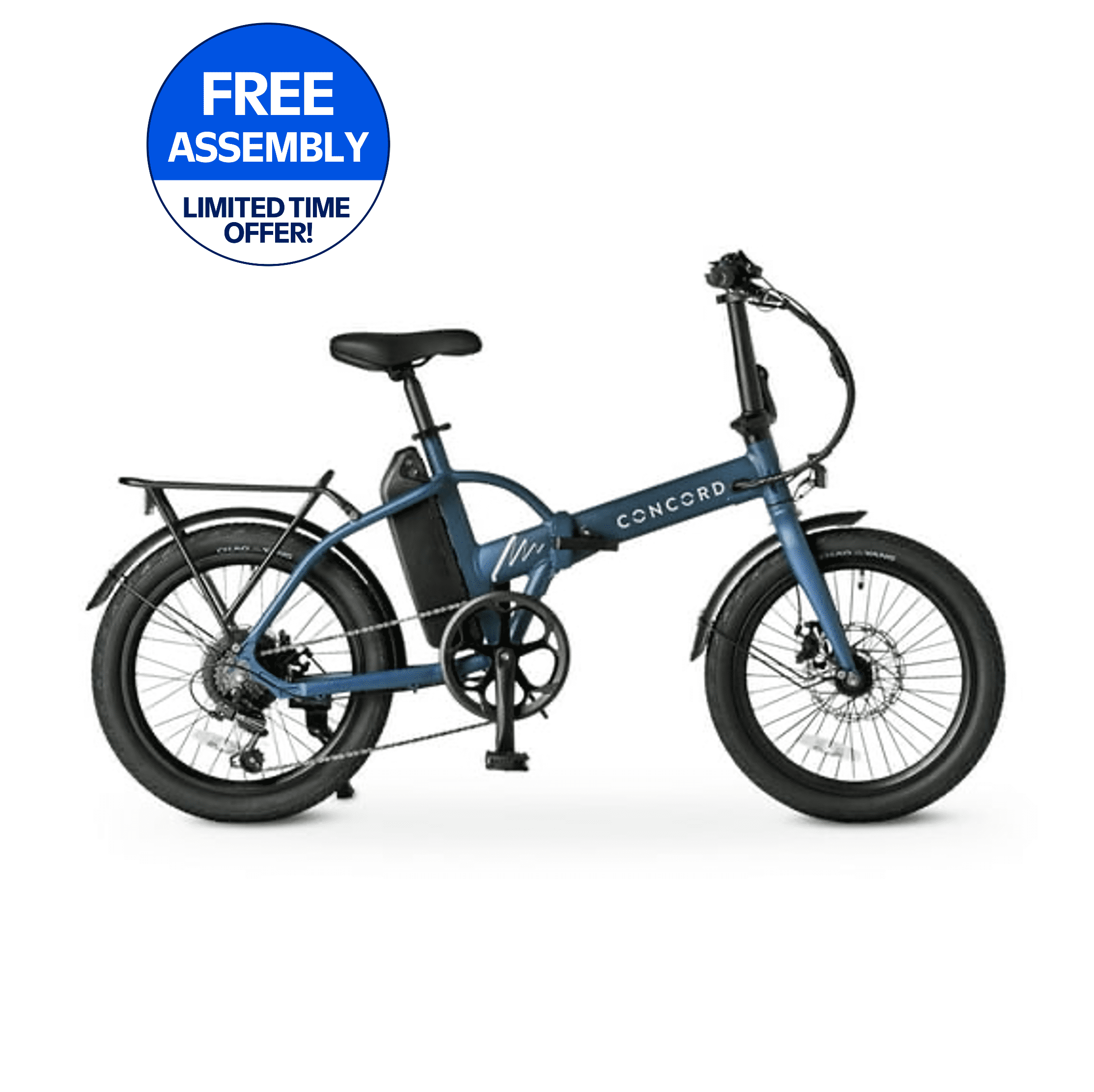 Concord 20" Urbanfold Electric Folding Bike, 36V, Class 2, Blue, Fits Riders 4'11" - 6'2", Adult, Unisex