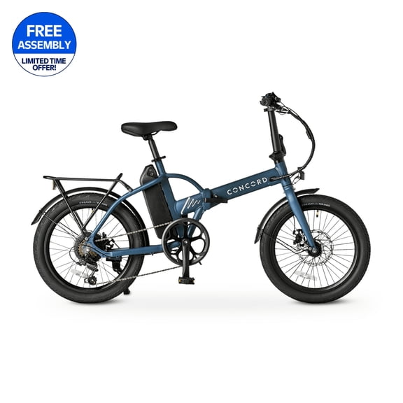 Concord 20" Urbanfold Electric Folding Bike, 36V, Class 2, Blue, Fits Riders 4'11" - 6'2", Adult, Unisex