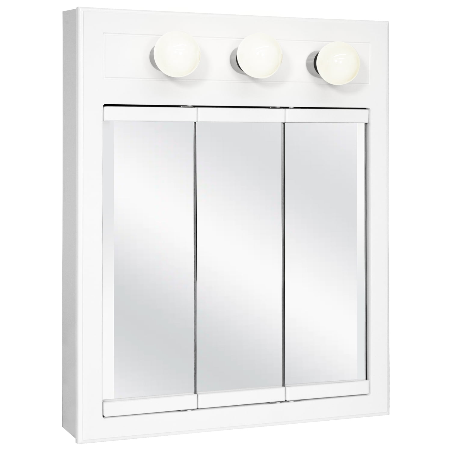 Concord 24-Inch White Gloss Wood Medicine Cabinet with Mirror and Lights