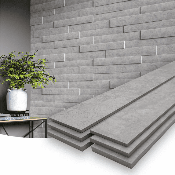 Concord 3D Wall Panels | Accent Wall Panels - Concrete | MDF Slat Planks | Wall Panels for Interior Wall Decor COS-041 (Pack of 18) 12.16 sqft