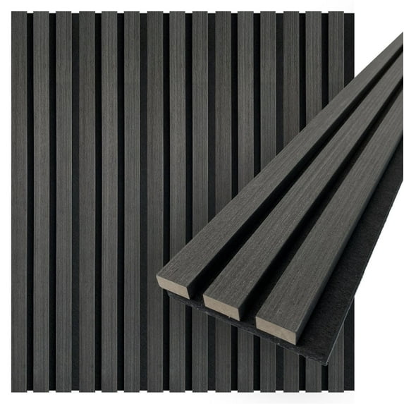 Concord 3D Wall Panels | Acoustic Wall Panels | Wood Wall Panels - Charcoal | 94.5” x 5” Each | Wall Soundproof Panels | Interior Sound Absorption - COA1420 (Pack of 6) 19.7 sqft.