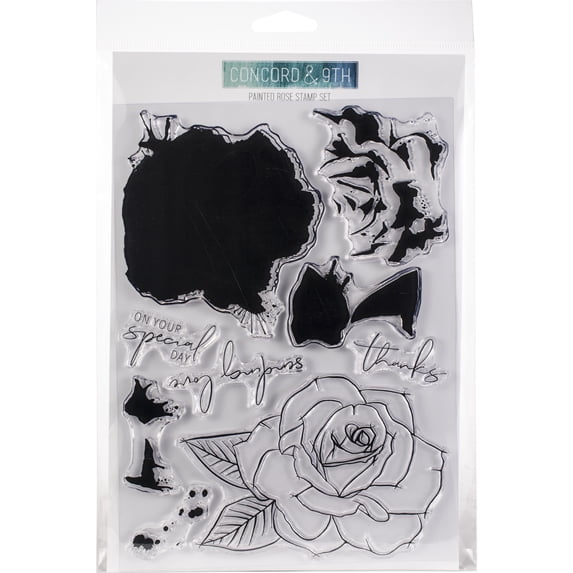 Concord & 9th Clear Stamps 6"X8"-Painted Rose