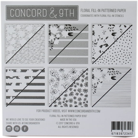 Concord & 9th Patterned Paper Pad 6"X6" 24/Pkg Floral Fill-In