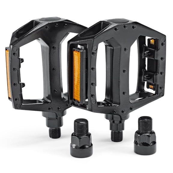 Concord Alloy Grip Bike Pedals, Black, 1/2 in Axle with 9/16 in Adapters, Universal Fit
