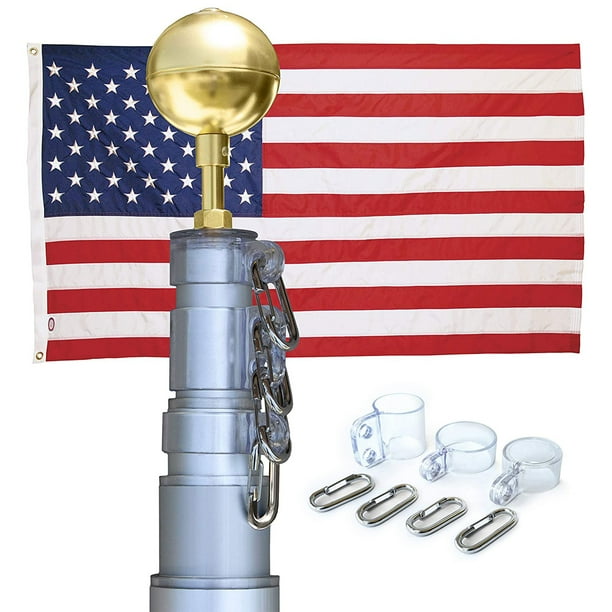 Concord American Flagpole AET25T31ACL American Elite Flagpole, Clear