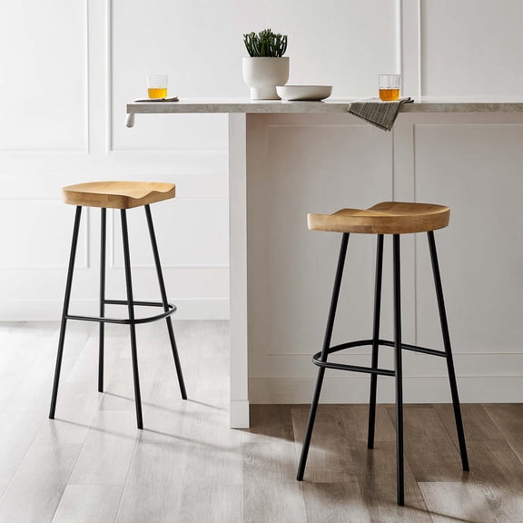 Concord Backless Wood Bar StoolsSet of 2 in Oak