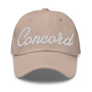 Concord Baseball Cap Concord Dad Hat Bold Script Colorado CO Hat Embroidered Souvenir Gift Stone