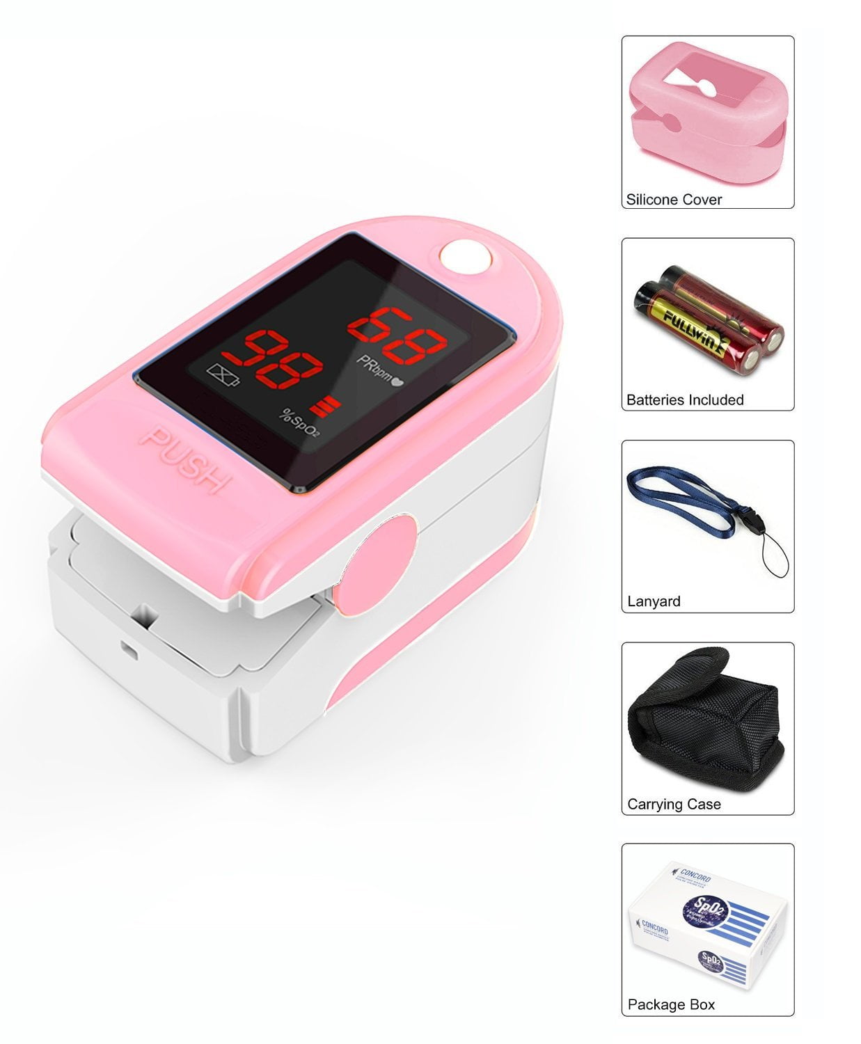 CONCORD HEALTH SUPPLY Concord Basics Finger Pulse Oximeter Pink