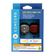 Concord Black Mini LED Bicycle Front and Rear Light Set, 25 Lumens