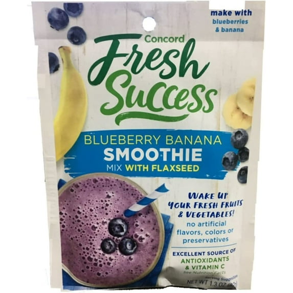 Concord Foods Blueberry Banana Smoothie Mix with Flaxseed, 1.3 oz
