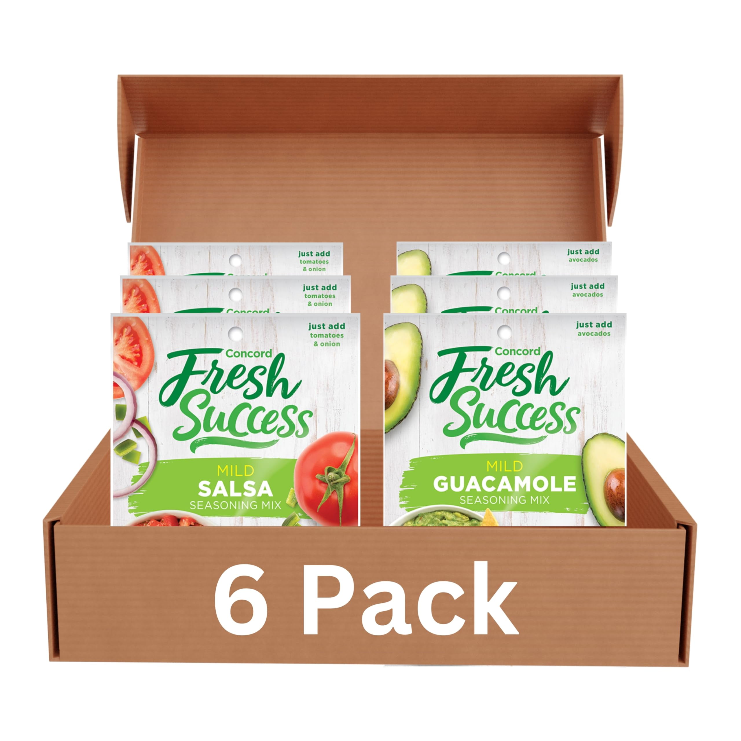Concord Foods MildUMRTGuacamole Mix Variety Pack Fresh Guacamole Easy to Make Medium Spice Ideal for Chips Tacos, Dips Authentic Mexican Taste at Home 1.06 Ounce Pouches (6 Pouches Total)