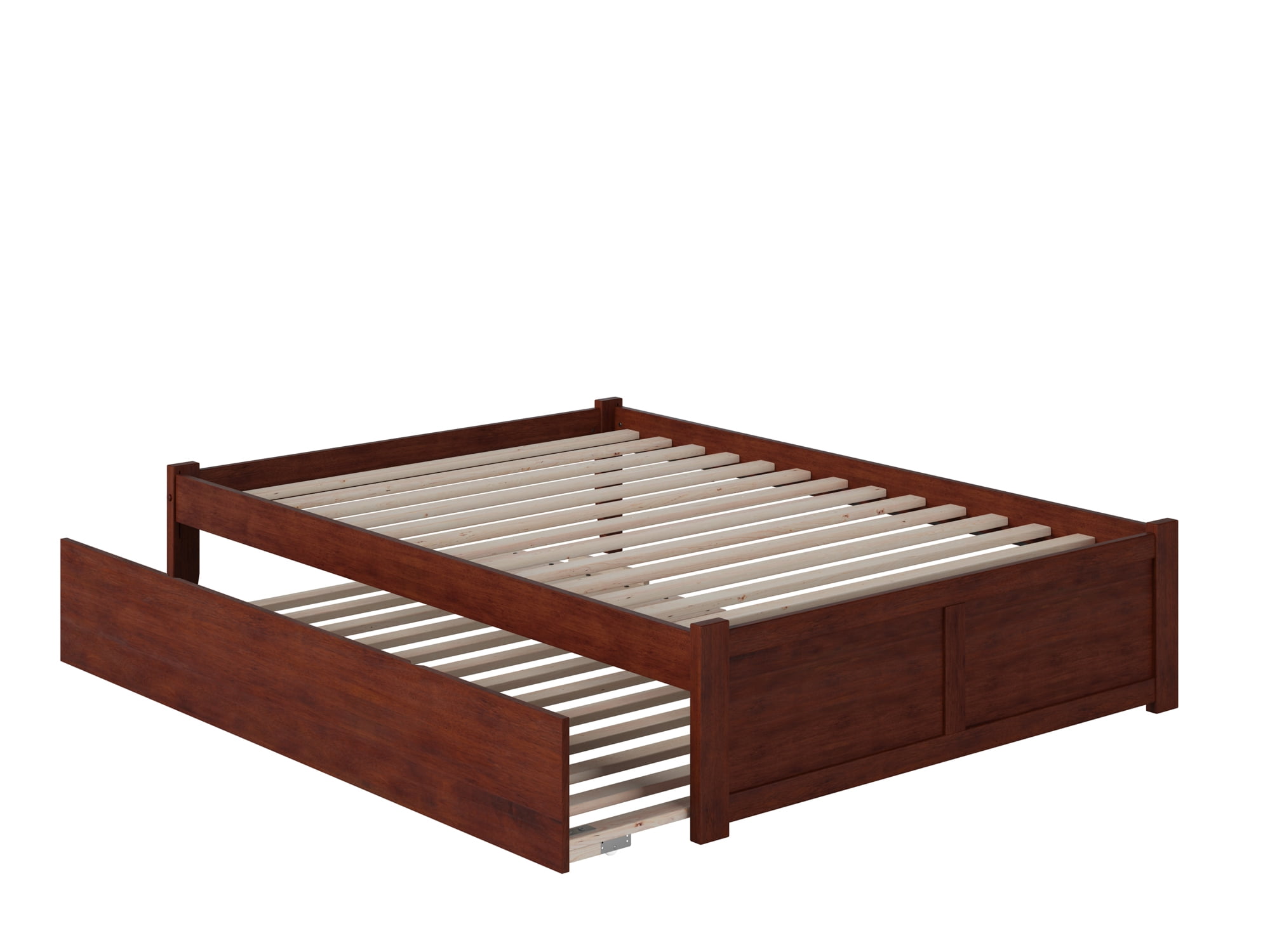 Concord Full Double Platform Bed with Trundle in Walnut