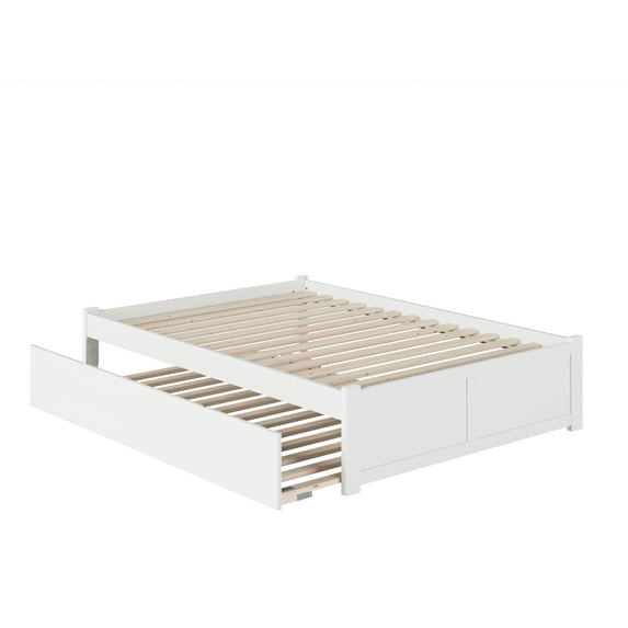 Concord Full Platform Bed with Flat Panel Foot Board and Full Size Urban Trundle Bed in White