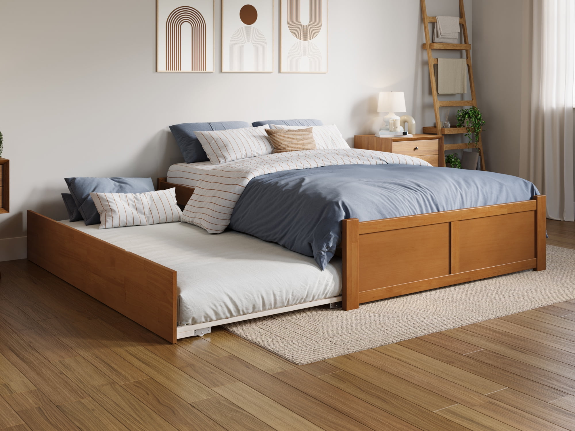 Light Toffee Full Wood Platform Bed with Slats